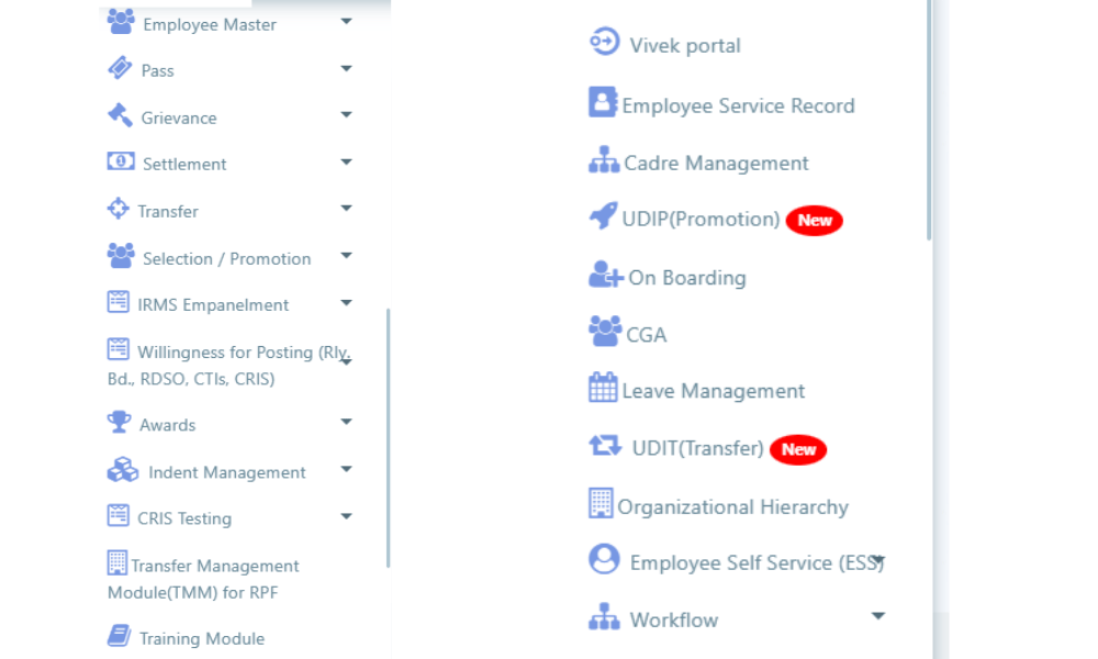 Railway HRMS Modules