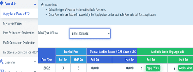 HRMS Railway ePass